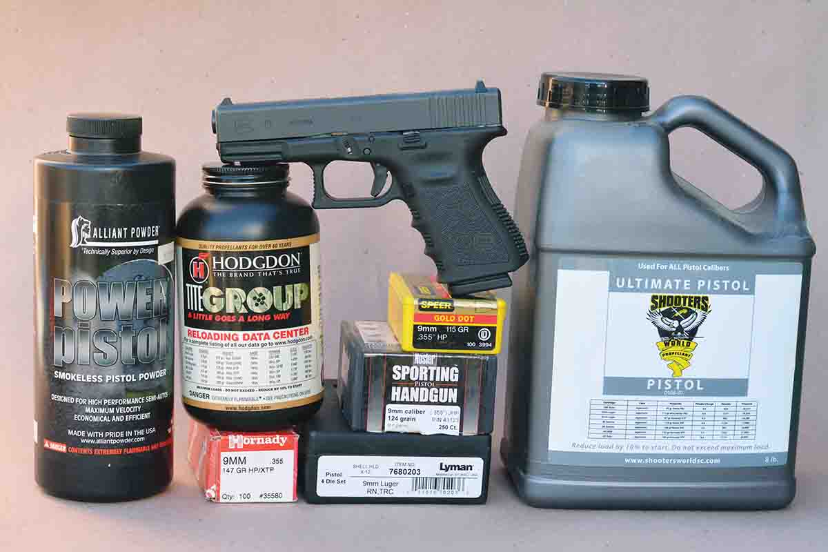 Brian used factory 9mm Luger ammunition and handloads to evaluate the Glock 19 Gen 3 pistol.